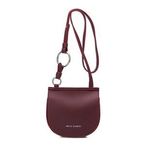 NWT Melie Bianco Aly Vegan Leather Saddle Crossbody Bag Purse, Burgundy Wine